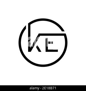 Vektor-Vorlage für „Verknüpfter Buchstabe KE-Logo“. Creative Circle KE Minimal, Flat Logo Design Vektor Illustration Stock Vektor