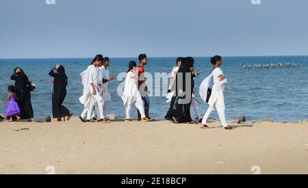 Der Pondicherry Strand. Stockfoto