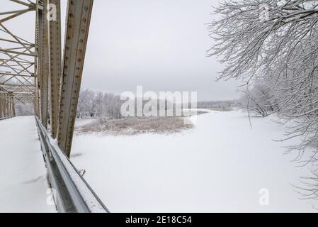 Schneefall im Hungered Rock State Park Stockfoto