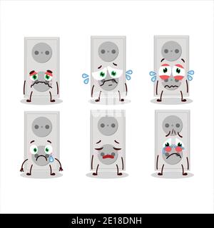 Doppel-Elektro-Adapter Cartoon-Figur mit trauriger Ausdruck. Vektorgrafik Stock Vektor