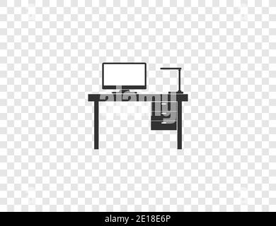 Bürotisch, Innenraum, Arbeitsplatz Symbol. Vektor-Illustration, flaches Design. Stock Vektor