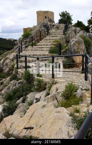 Ruinen des Castillo de Santa Catalina (Burg von Saint Catalina) in der Nähe von Jaen Andalusien Spanien Stockfoto