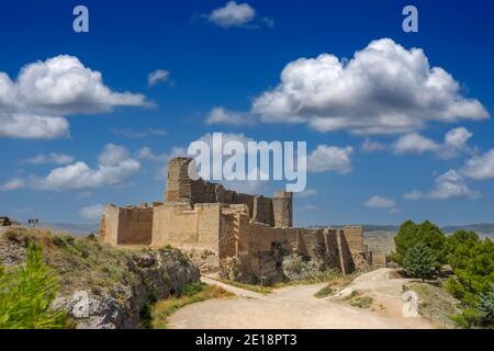 Überreste der alten arabischen Burg von Ayud in der Gemeinde Calatayud, Provinz Zaragoza Stockfoto