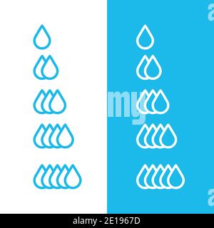 Vektor-Drop-Set für Infografik-Level, Öl oder Wassertropfen. Absorption Icon Tropfen, weibliche Pads absorbieren Schicht und Menstruations Tampons Leck. Stock-Vektor Stock Vektor