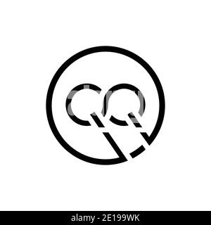 Initial Circle Letter QQ Logo Design Vektor-Vorlage. QQ Letter Logo Design Stock Vektor