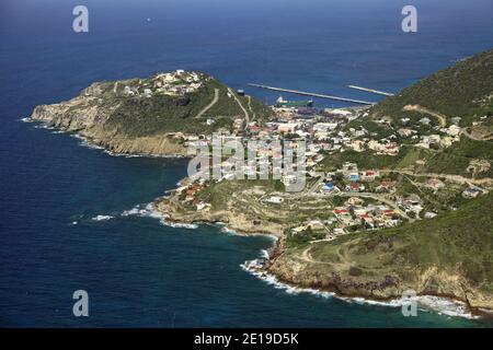 Karibik, Saint Martin (Sint Maarten): Pointe Blanche, südliche Ende der Insel. Reproduktion in nautischen Zeitschriften, nautischen Führern oder nautischen Websi Stockfoto