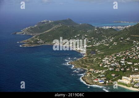Karibik, Saint Martin (Sint Maarten): Guana Bay. Die Vervielfältigung in nautischen Zeitschriften, nautischen Führern oder nautischen Websites ist verboten. Stockfoto
