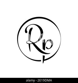 Anfängliche rp Letter Logo Design-Vektor-Vorlage. Design mit abstraktem Script Letter rp Logo. Stock Vektor