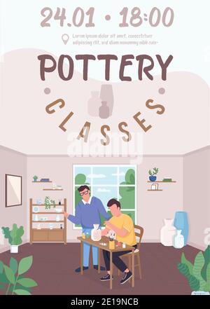 Keramik Klassen Poster flache Vektor-Vorlage Stock Vektor