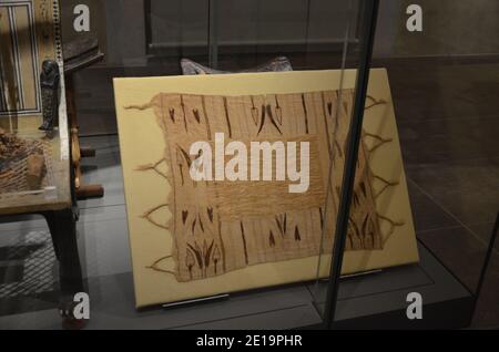 Ausstellung von Mumien, Artefakten und ägyptischen Funden im Ägyptischen Museum von Turin Stockfoto