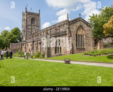 Außenansicht der Holy Trinity Pfarrkirche in Skipton, North Yorkshire Stockfoto