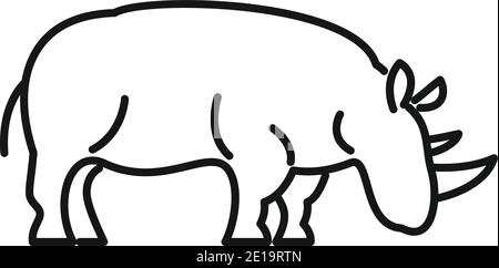 Rhino Zoo Symbol, Umrissstil Stock Vektor