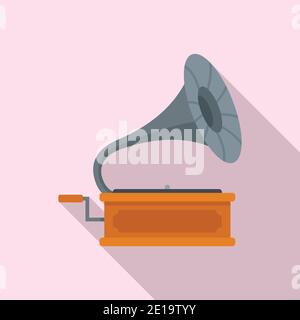 Grammophon-Symbol, flachen Stil Stock Vektor