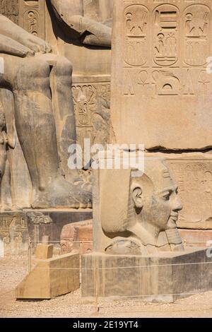 Ägypten, Luxor, Luxor Tempel, einer von zwei Kolossi von Ramesses 11 am Eingang zum Tempel Stockfoto