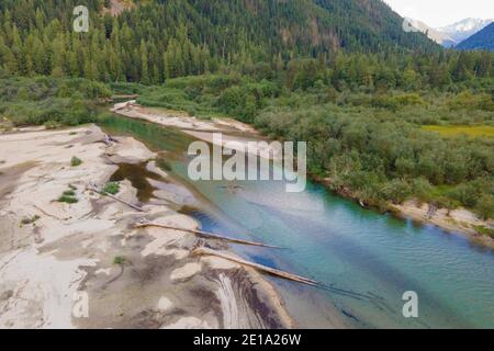 Alpine Stream typischer Laichplatz für wilden Sokkeye Lachs Stockfoto