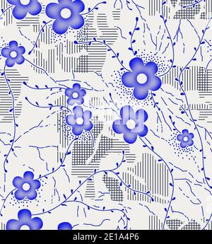 Geometrische Textil-Blumen-Design mit Linie Hintergrund nahtlose Design Stockfoto