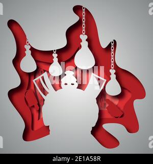 Vector Fleisch in Papierkunst Stil Stock Vektor