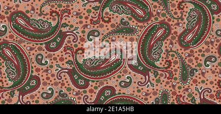 Nahtloses geometrisches Paisley traditionelles indisches Motiv Nahtloses Design Stockfoto