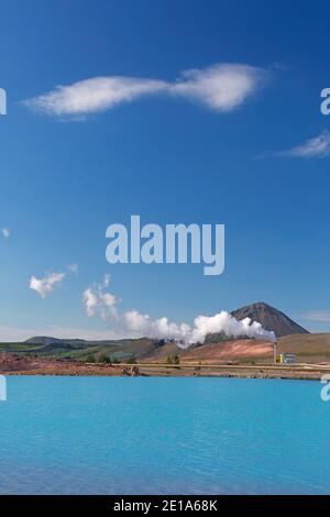 Bjarnarflag Erdwärmekraftwerk/Bjarnarflagsvirkjun, in der Nähe von landsvirkjun Námafjall Berg Betrieben im Gebiet des Mývatn, Island Stockfoto