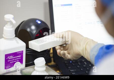 Peking, China. Januar 2021. 200,000 Menschen werden am 3. Januar 2021 in Peking, China, die Covid-19-Impfung erhalten. (Foto von Top Photo/Sipa USA) Quelle: SIPA USA/Alamy Live News Stockfoto