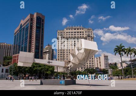 Rio de Janeiro, Brasilien - 10. Februar 2017: Nachbau des 14bis Experimentalflugzeugs, gebaut von Santos Dumont. Stockfoto