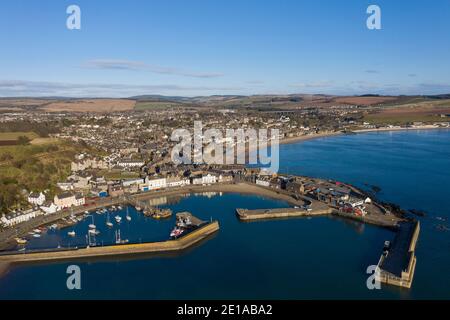 Luftaufnahme von Stonehaven und seinem Hafen, Aberdeenshire, Schottland. Stockfoto