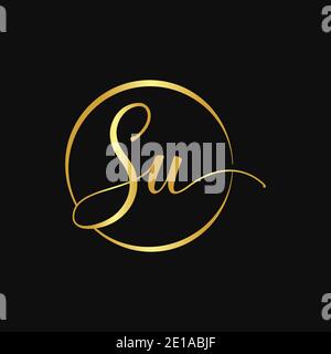 Ursprüngliche SU-Buchstabe Logo-Design-Vektor-Vorlage. Abstraktes Script Letter SU Logo Design Stock Vektor