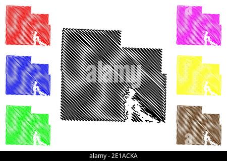 Cedar County, Missouri (U.S.-County, Vereinigte Staaten von Amerika, USA, U.S., US) Kartenvektordarstellung, Skizze Zedernkarte Stock Vektor