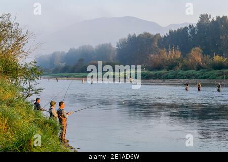 Angeln, Vedder River, Chilliwack, British Columbia, Kanada Stockfoto