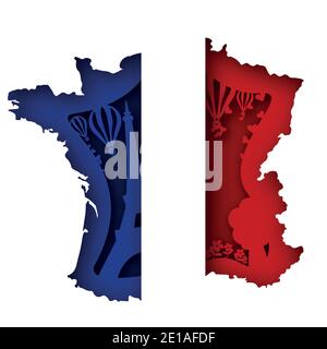 Vector frankreich in Papierkunst Stil Stock Vektor