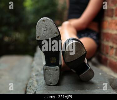 Nahaufnahme der Stepptanzschuhe. Stockfoto