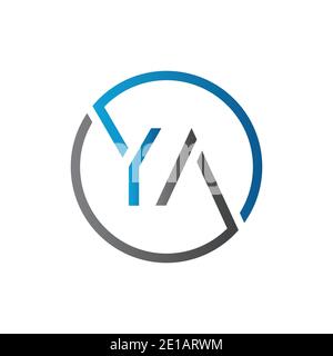 YA Logo Design Vektor-Vorlage. Anfangsbuchstabe des Kreises Ya Vektorgrafik Stock Vektor