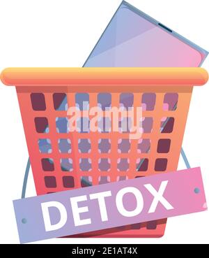 Symbol für den digitalen Entgiftungskorb. Cartoon der digitalen Entgiftung Korb Vektor-Symbol für Web-Design auf weißem Hintergrund isoliert Stock Vektor