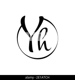 YH Buchstabe Logo Design Vektor Vorlage. Abstraktes Skript Buchstabe YH Vektor Illustration Stock Vektor