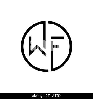 Initial Circle Letter WF Logo Design Vektor-Vorlage. Anfänglicher verknüpfter Buchstabe WF Logo Design Stock Vektor