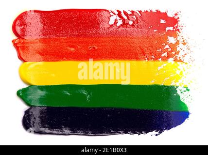 Abstriche von Regenbogenfarben isoliert auf weißem Hintergrund Stockfoto