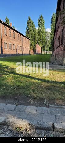 Backsteinkaserne im Konzentrationslager Auschwitz I., Oswiecim, Polska Stockfoto