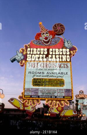 Das Circus Circus Hotel und das Casino-Schild am Strip in Las Vegas, Nevada Stockfoto