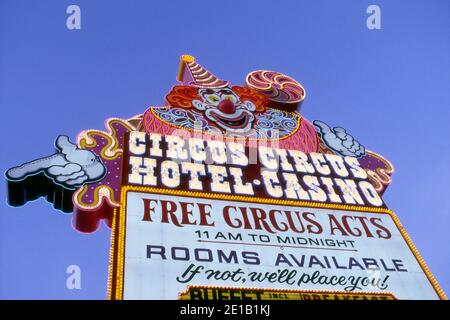 Schild vor dem Circus Circus Hotel and Casino auf dem Strip in Las Vegas, Nevada Stockfoto