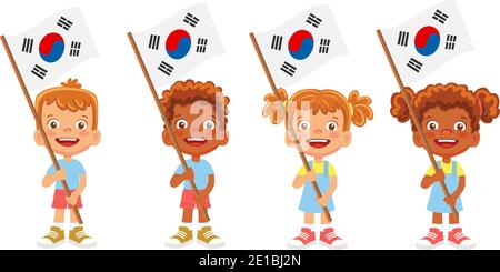 Südkorea Flagge in der Hand. Kennzeichen für Kinder. Nationalflagge von Südkorea Stockfoto