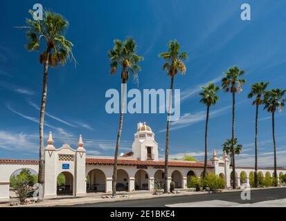 Railroad Depot und Visitor Center, Spanish Colonial Revival Stil, Ajo, Arizona, USA Stockfoto