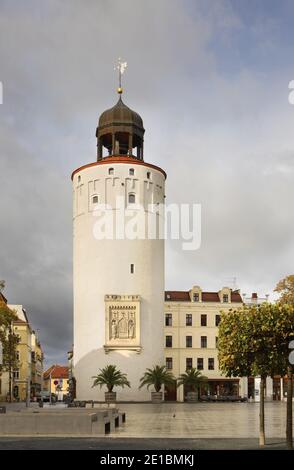 Fetter Turm (Frauenturm - dicker Turm) am Marienplatz in Gorlitz. Deutschland Stockfoto