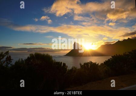 Blick auf den Hafen von Hout Bay, Kapstadt, Südafrika Stockfoto