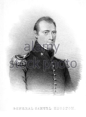 General Samuel Houston Portrait, 1793 – 1863, war ein amerikanischer Soldat und Politiker, Vintage Illustration von 1844 Stockfoto