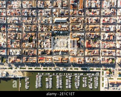 Luftaufnahme von Vila Real de Santo Antonio, Algarve, Portugal Stockfoto