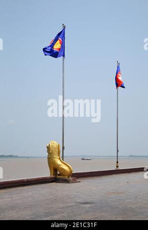 Ufer des Mekong in Phnom Penh. Kambodscha Stockfoto