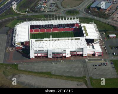 Luftaufnahme des bet365 Stadions, Stoke-on-Trent, Staffordshire Stockfoto