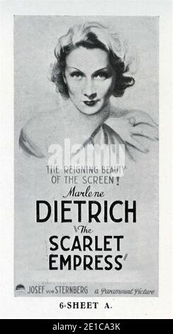 MARLENE DIETRICH als Katharina die Große von Russland in die SCHARLACHROTE KAISERIN Regisseur Josef von Sternberg 1934 Paramount Pictures Stockfoto