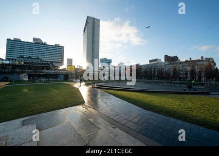 Manchester, Großbritannien. Januar 2021. Szenen im Zentrum von Manchester, als das Land in eine dritte nationale Sperre gegen das Coronavirus eintritt. Stockfoto