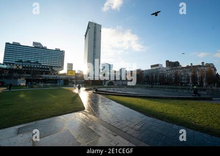 Manchester, Großbritannien. Januar 2021. Szenen im Zentrum von Manchester, als das Land in eine dritte nationale Sperre gegen das Coronavirus eintritt. Stockfoto